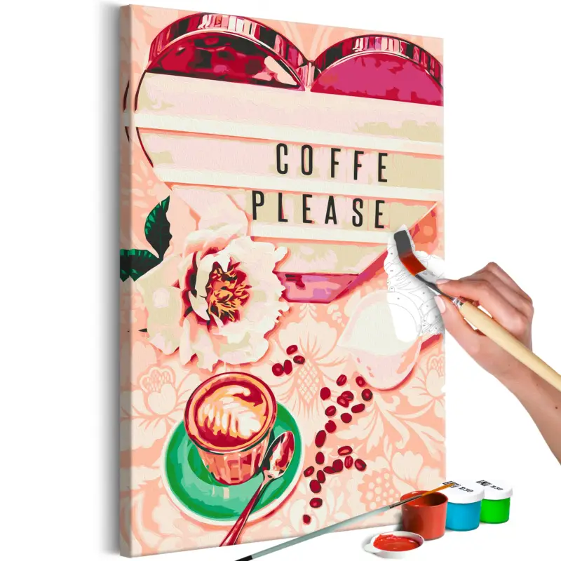 Vente Directe Doe-het-zelf op canvas schilderen - Coffee Please - 40x60