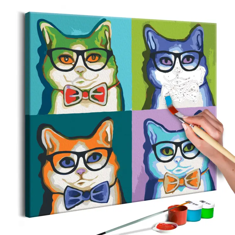 Authentique Doe-het-zelf op canvas schilderen - Cats With Glasses - 40x40