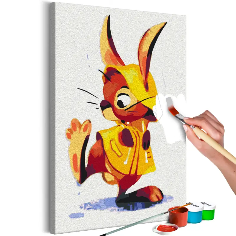 Bon Plan Doe-het-zelf op canvas schilderen - Bunny in the Rain - 40x60