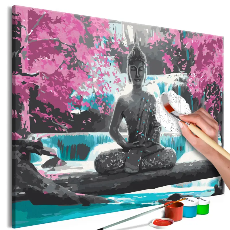 Satisfait Ou Remboursé Doe-het-zelf op canvas schilderen - Buddha and Waterfall - 60x40