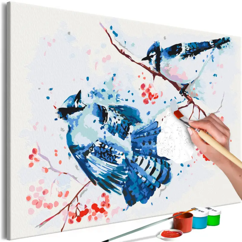 Vente Directe Doe-het-zelf op canvas schilderen - Blue Birds - 60x40