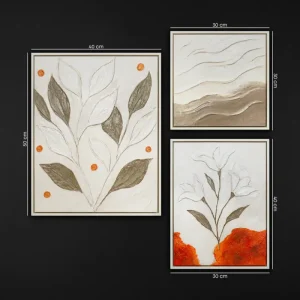 Certifié Modern Oranje-Beige Abstracte Schilderij Set (3–11 stuks) – Handgeschilderd op Canvas | YS Art - 3 Bilder