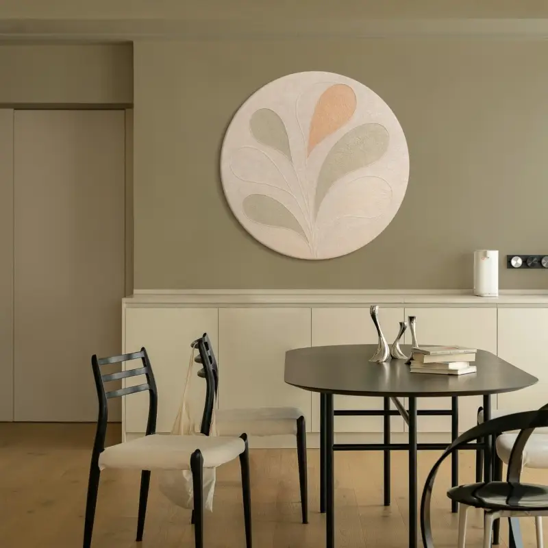 Meilleure Vente Handgeschilderd rond acryl schilderij "Zachte patronen" – Abstracte wanddecoratie in pasteltinten - D80