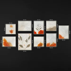 Promotion Modern Oranje-Beige Abstracte Schilderij Set (3–11 stuks) – Handgeschilderd op Canvas | YS Art - 9 Bilder