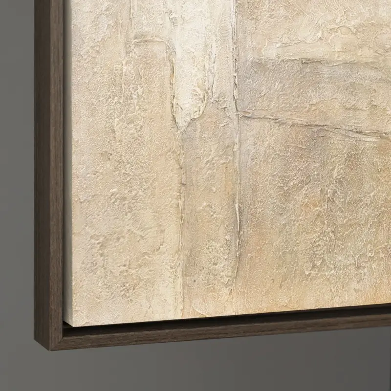 Handgeschilderd Structuur Kunstwerk – Acryl Schilderij „Vertikalen der Tijd“ - 140x100 Grijs Frame Soldes