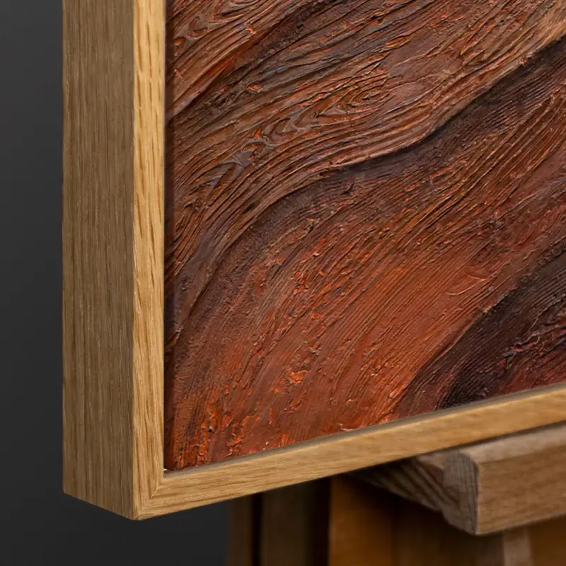 Achetez Aujourd’hui Bruin Abstract Schilderij op Canvas – Handgeschilderde Moderne Wandkunst - 140x100 Natur Holz Rahmen