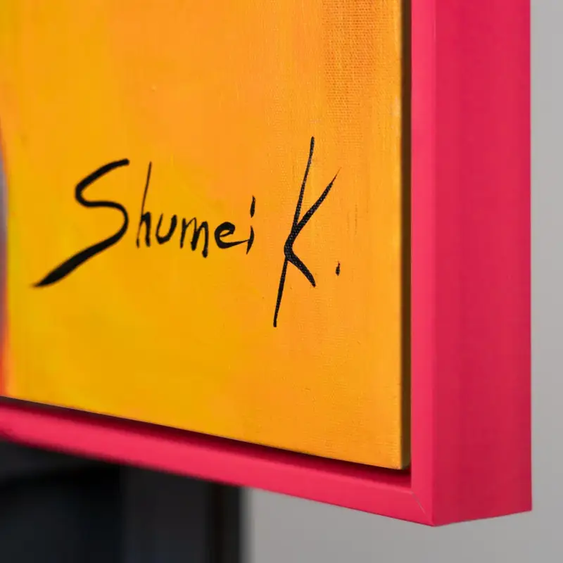 Wandschilderijen voor de woonkamer, handgeschilderd acrylschilderij "Glazed View" - 120x80 met rozenlijst Nouvel Arrivage