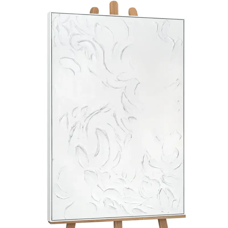 Bon Marché Handgeschilderd schilderij met structuur – Uniek abstract acryl kunstwerk voor moderne wanddecoratie - 120x80 Weiß Rahmen