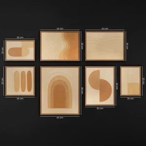 Terracotta Geometrisch Schilderij Set (3–9 stuks) – Handgeschilderde Moderne Wanddecoratie | YS Art - 7 Bilder Pas Cher