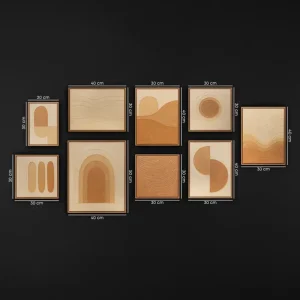 Terracotta Geometrisch Schilderij Set (3–9 stuks) – Handgeschilderde Moderne Wanddecoratie | YS Art - 9 Bilder Dernier Modèle