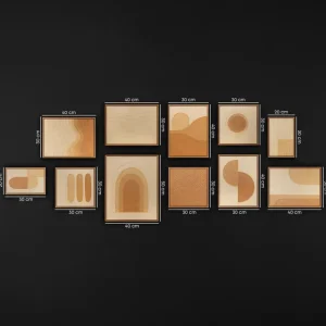 Terracotta Geometrisch Schilderij Set (3–9 stuks) – Handgeschilderde Moderne Wanddecoratie | YS Art - 11 Bilder Solde