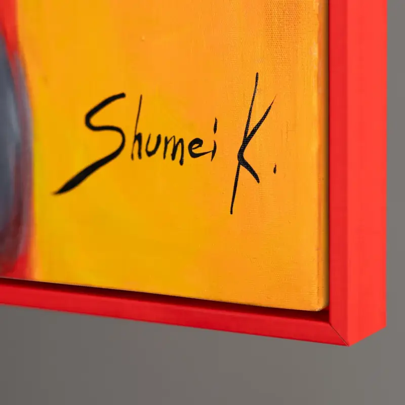 Produit De Marque Wandschilderijen voor de woonkamer, handgeschilderd acrylschilderij "Glazed View" - 140x100 met rode lijst