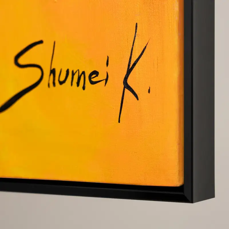 Wandschilderijen voor de woonkamer, handgeschilderd acrylschilderij "Glazed View" - 140x100 met zwarte lijst Populaire