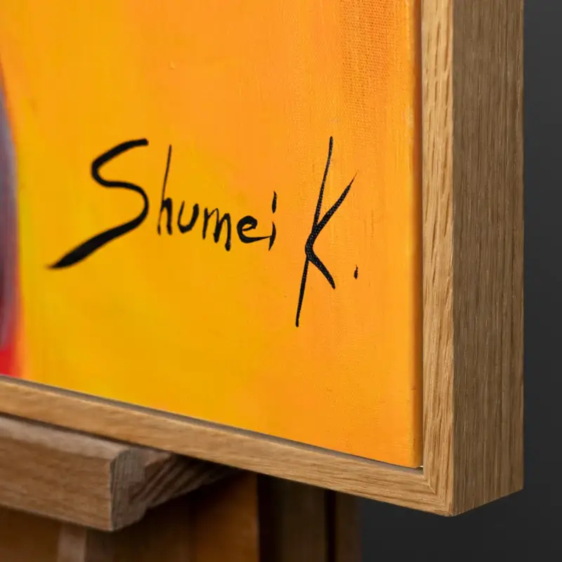 Wandschilderijen voor de woonkamer, handgeschilderd acrylschilderij "Glazed View" - 140x100 mit Natur Holz Rahmen Meilleur Choix