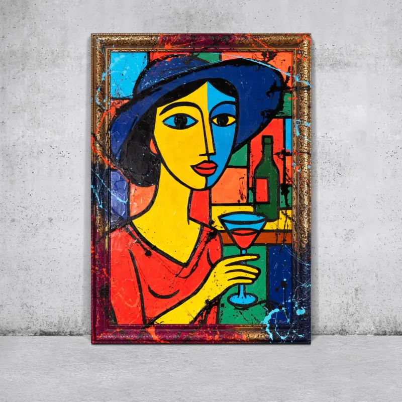 Prix Cassé Wanddecoratie woonkamer – Exclusief abstract schilderij „Dame in de Bar“ - 120x80