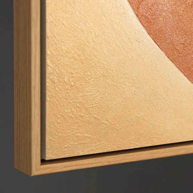 Geometrisch abstract reliëf schilderij met cirkelvormen – handgeschilderde wandkunst - 120x80 frame met houtlook Bon Plan