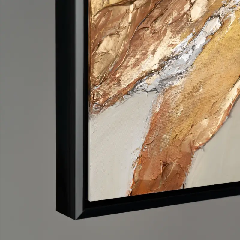 Marque Muurschilderingen woonkamer modern acryl schilderij met lijst - Golden Symphony - 120x80 / Schwarz Rahmen / Horizontal