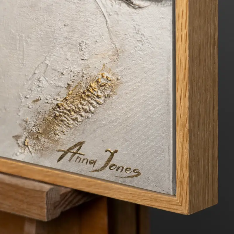 Wanddecoratie – Handgeschilderd modern kunstwerk op canvas met lijst – Levensboom - 120x80 Natur Holz Rahmen Remise