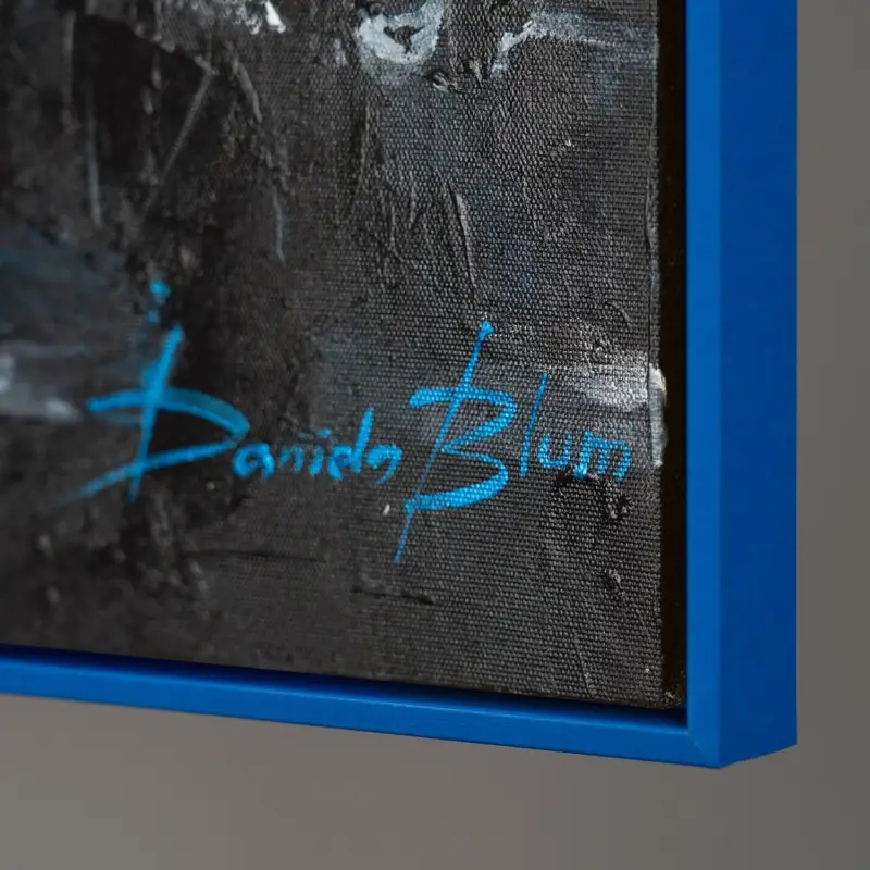 Jusqu’à Épuisement Des Stocks Wanddecoratie woonkamer bloemenschilderij met lijst "Sneeuwwitte madeliefjes" - 120x80cm met blauwe lijst