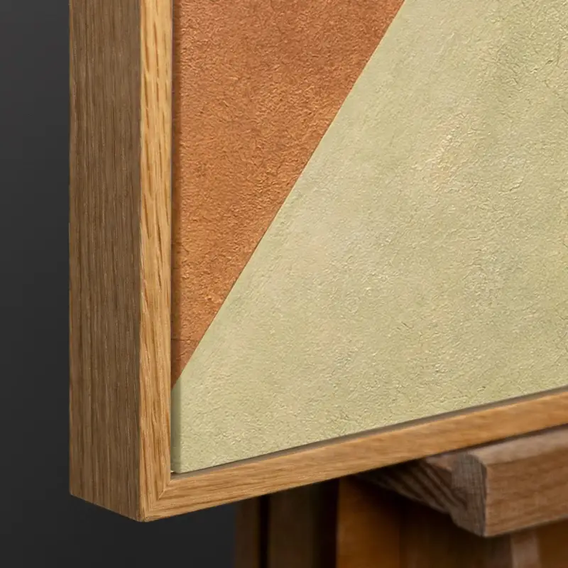 Geometrisch abstract reliëf schilderij met cirkelvormen – handgeschilderde wandkunst - 140x100 Natur Holz Rahmen Certifié