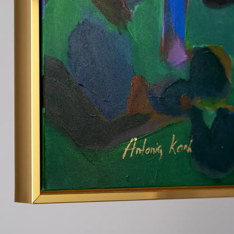 Meilleur Prix Wanddecoratie woonkamer moderne schilderijen met lijst "Het moment van inspiratie" - 120x80cm met gouden lijst