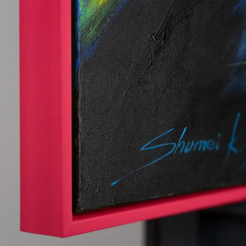 Solde Wanddecoratie woonkamer moderne schilderijen met lijst "Veelkleurige manen" kleurrijke paarden - 120x80cm met rozenlijst