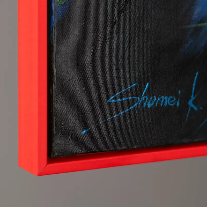 Solde Wanddecoratie woonkamer moderne schilderijen met lijst "Veelkleurige manen" kleurrijke paarden - 140x100cm met rode lijst