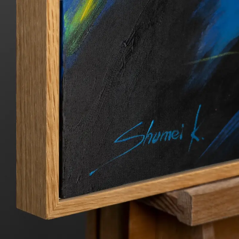 Soldes Wanddecoratie woonkamer moderne schilderijen met lijst "Veelkleurige manen" kleurrijke paarden - 140x100cm mit Natur Holz Rahmen