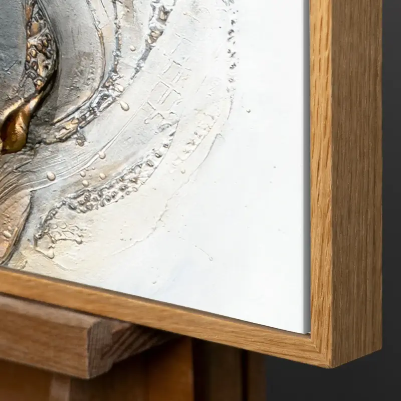 Haute Qualité Woonkamer acryl schilderijen met lijst, abstract modern "Grace II" - 140x100 Natur Holz Rahmen