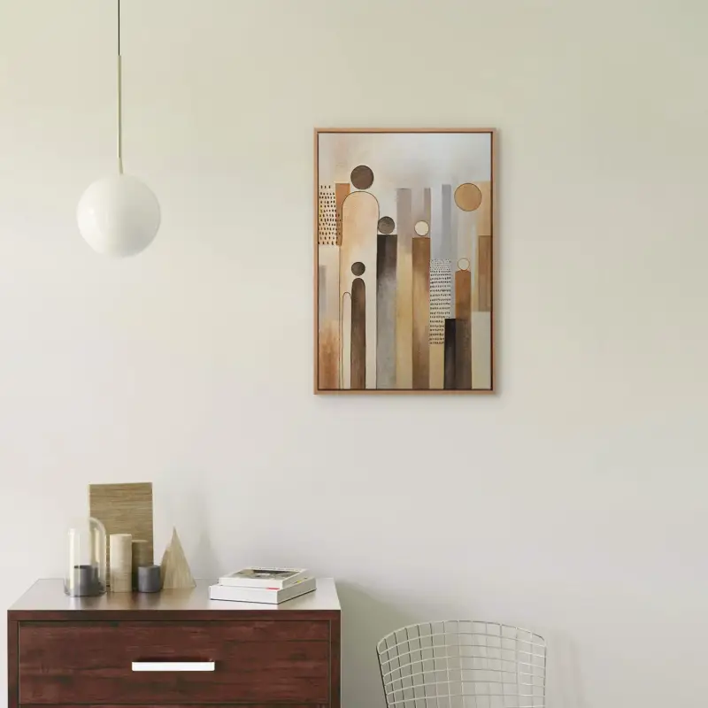 Prix Cassé „Stadt der Figuren" – Abstraktes Figurenbild handgemalt mit Rahmen, 60x40 cm