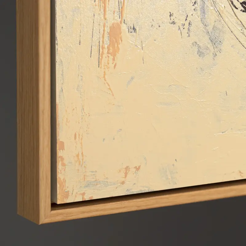 Abstract Modern Schilderij In Lijst – Handgeschilderd Canvas Met Expressieve Vorm - 140x100 houtlook lijst Top Vente