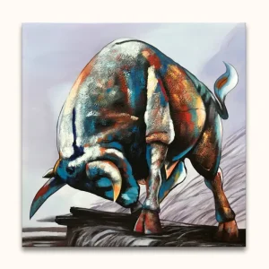 Achat Immédiat Boze Stier - Olieverf op canvas - 110x110cm