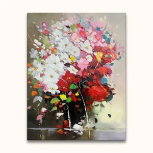 Achat Immédiat Bloemen uit Madrid - Olieverf op canvas - 120x160cm