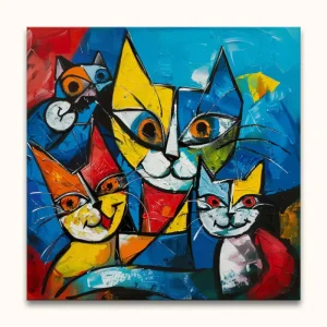 Achat Immédiat Picasso signature - Cat Lovers 3 - 60x60cm