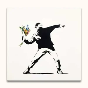 Achat Immédiat Banksy - Riot on White - 110x110cm