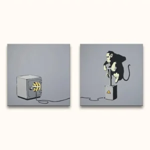 Achat Immédiat Banksy - Monkey Burglary - 80x80cm (x2 stuks)