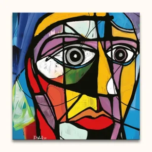 Achat Immédiat Picasso signature - Abstract Portret - 110x110cm