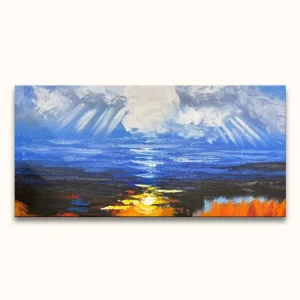 Zeeaanzicht bij Dageraad - Dikke olieverf op canvas - 90x180cm Offre Spéciale