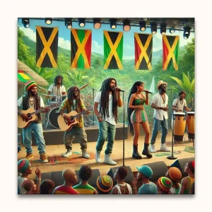 Achat Immédiat Jamaican Reggae - Olieverf op canvas - 120x120cm