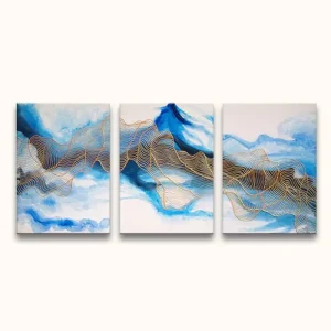 3-Luik Gouden Web - Acrylverf op canvas - 150x200cm (x3) Prix Réduit