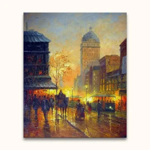 Achat Immédiat René Rambert - Sunset in Paris - Olieverf op canvas - 120x150cm