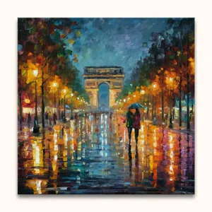 Achat Immédiat Arc de Triomphe - Leonid Afremov signature - 40x40cm