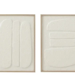 J-Line schilderij cellen - papier - wit - 2 stuks Commander Vite