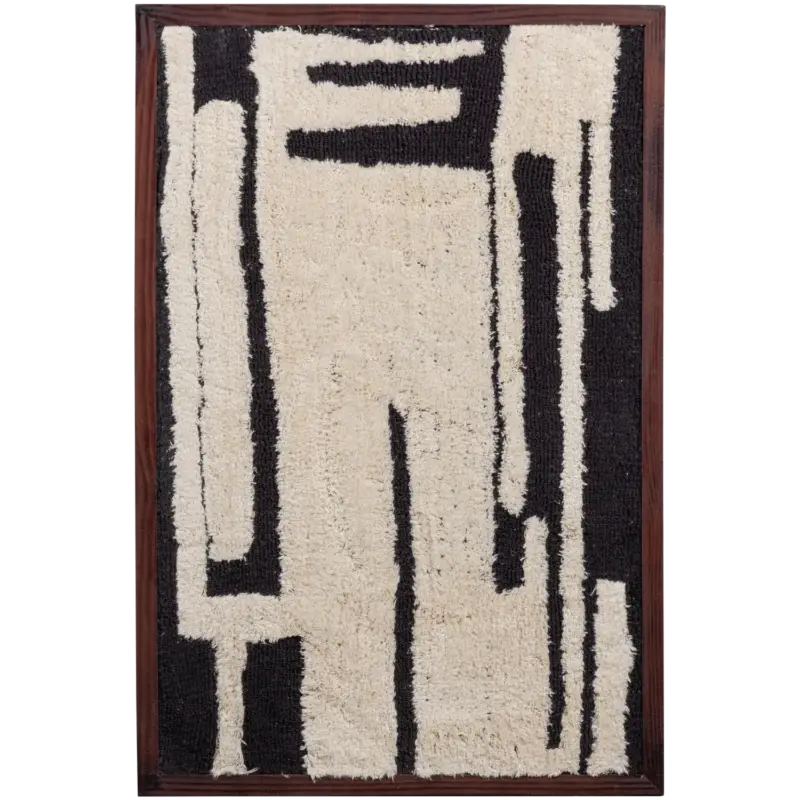 WOOOD Anka Wanddeco - Katoen|Hout - Zwart|Wit - 90x60x10 Retour Gratuit