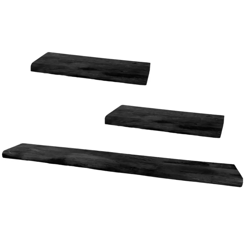 Expédié Aujourd’hui Home67 - Wandplank Pure Zwart Mangohout - Set van 3 Groot