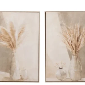 Produit De Marque J-Line schilderij Pampas - canvas|hout - beige - 2 stuks