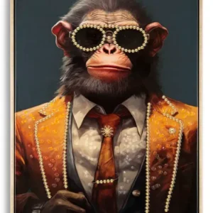 Mauro Ferretti Monky Geschilderd op gelakt canvas met frame Promotion Saisonnière