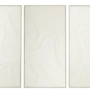 Expédition Rapide J-Line schilderij Nog - canvas|dennenhout - wit - 3 stuks