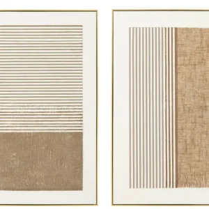 J-Line wanddecoratie Lame - canvas - ecru|taupe - 2 stuks Prix Bas