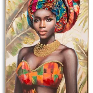 Mauro Ferretti Deva Schilderij op canvas veelkleurige vrouw met frame Acheter En Ligne